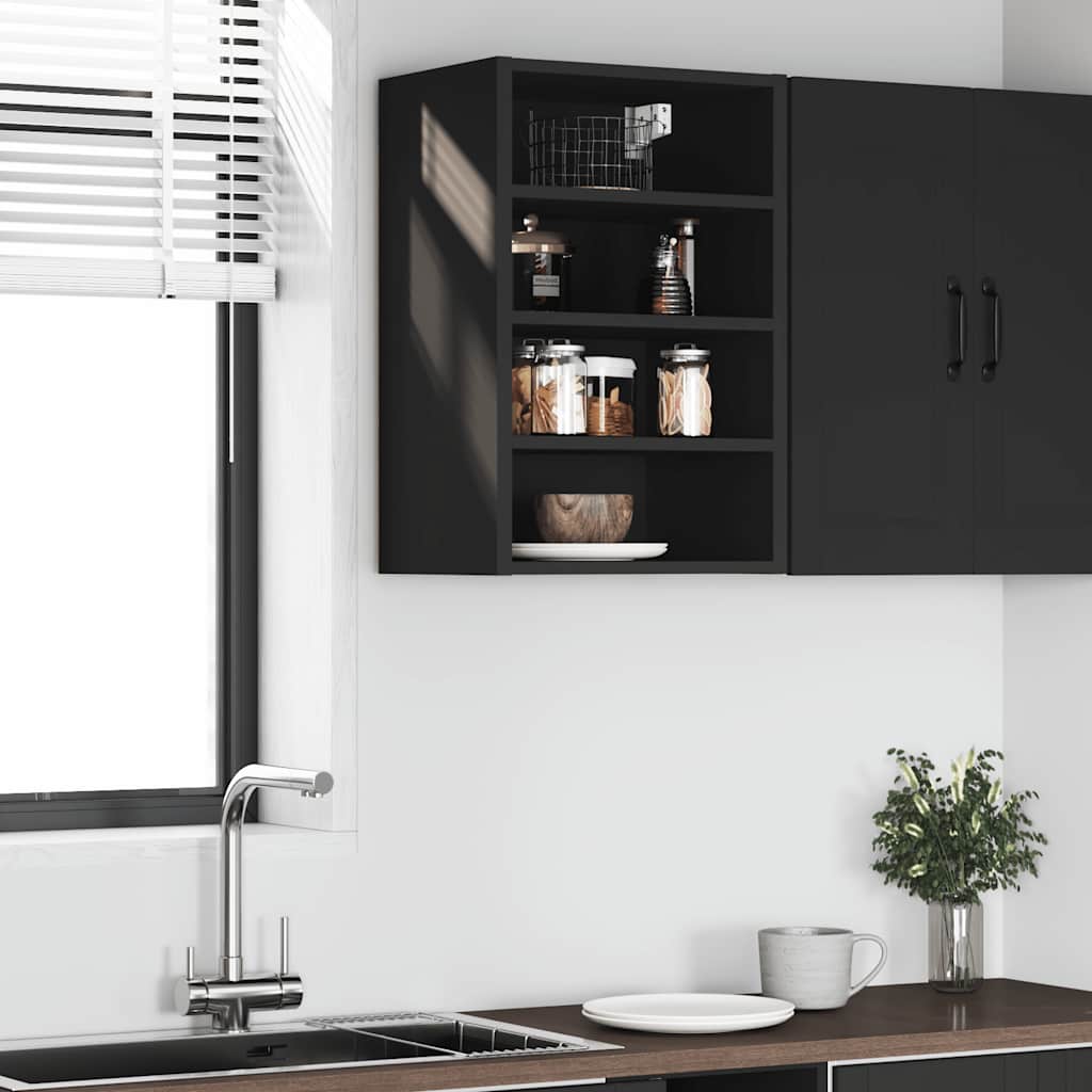 vidaXL Hanging Cabinet Riga Black 40x29.5x60 cm Engineered Wood 3