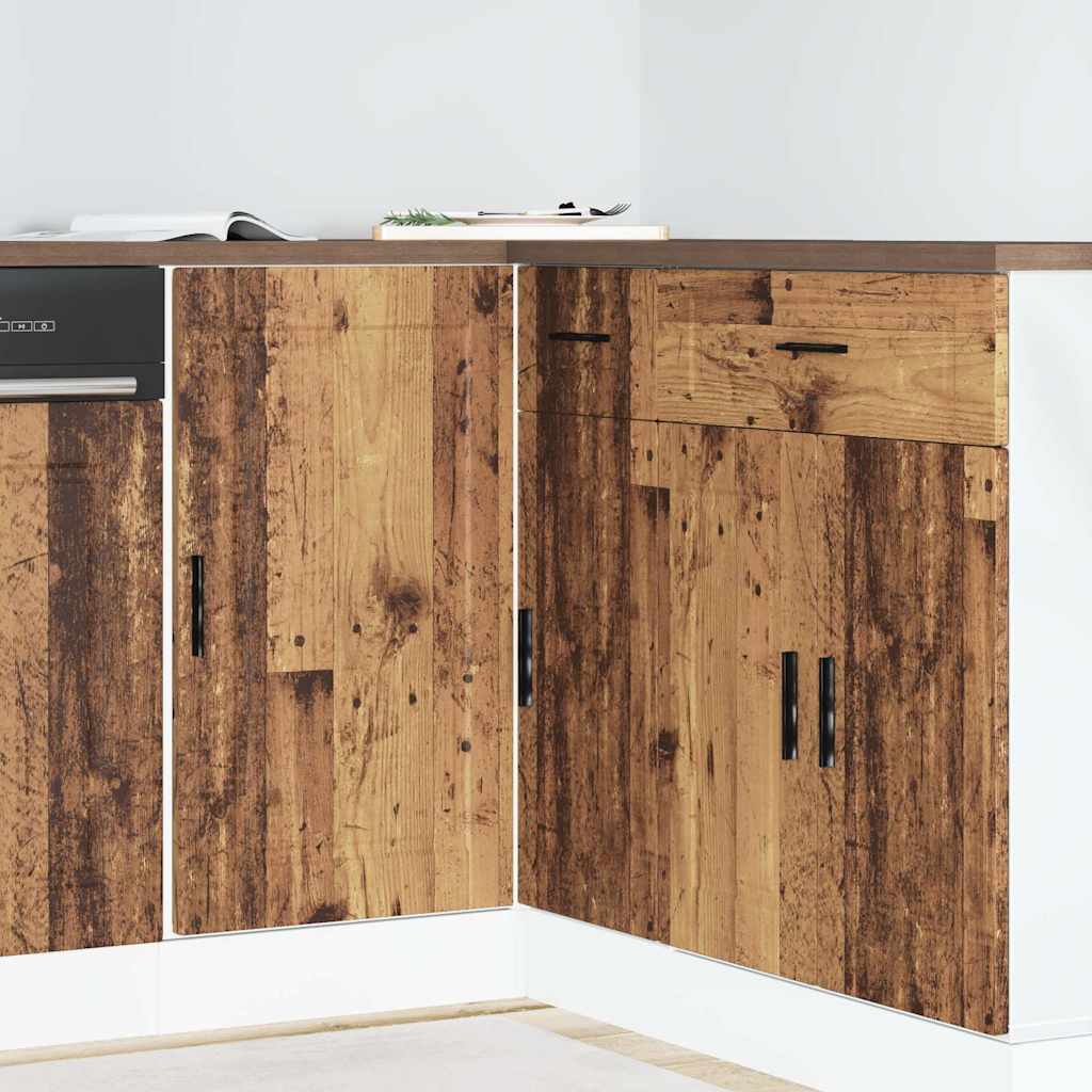Kitchen Base Cabinet "Porto" Engineered Wood Old Wood 1x corner bottom cabinet (1 door) 86 cm wide 81.5 cm high