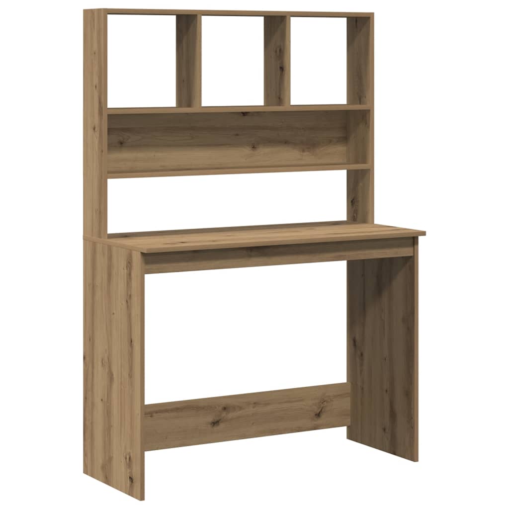 Desk with Shelves 102x45x148 cm Engineered Wood Artisan oak