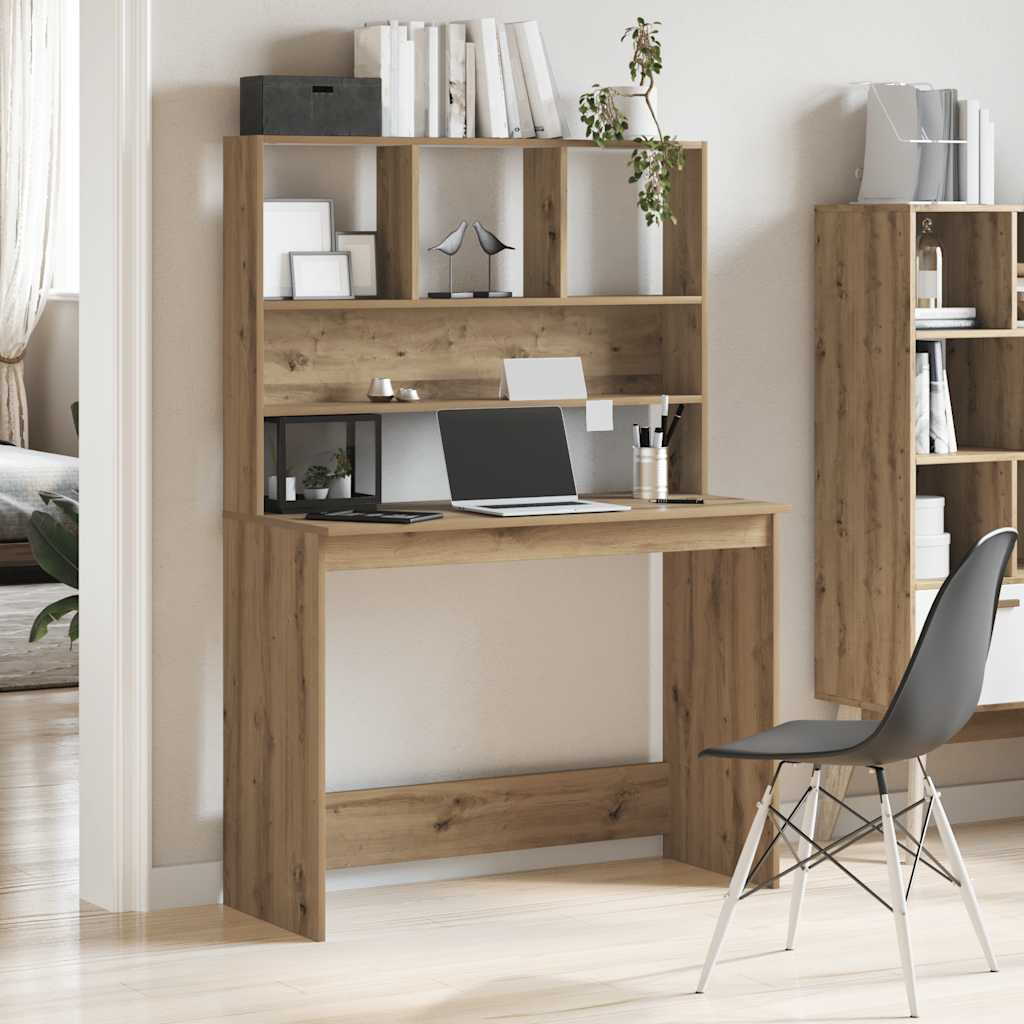 vidaXL Desk with Shelves Artisan Oak 102x45x148 cm Engineered Wood 1