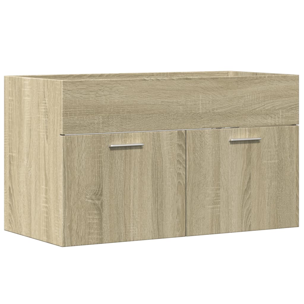 vidaXL Bathroom Sink Cabinet Sonoma Oak 90x38.5x46 cm Engineered Wood 2