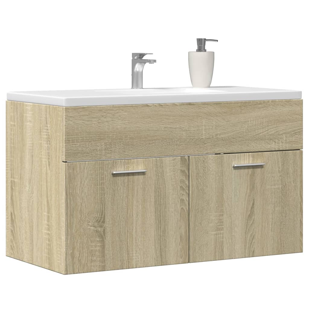 vidaXL Bathroom Sink Cabinet Sonoma Oak 90x38.5x46 cm Engineered Wood 1