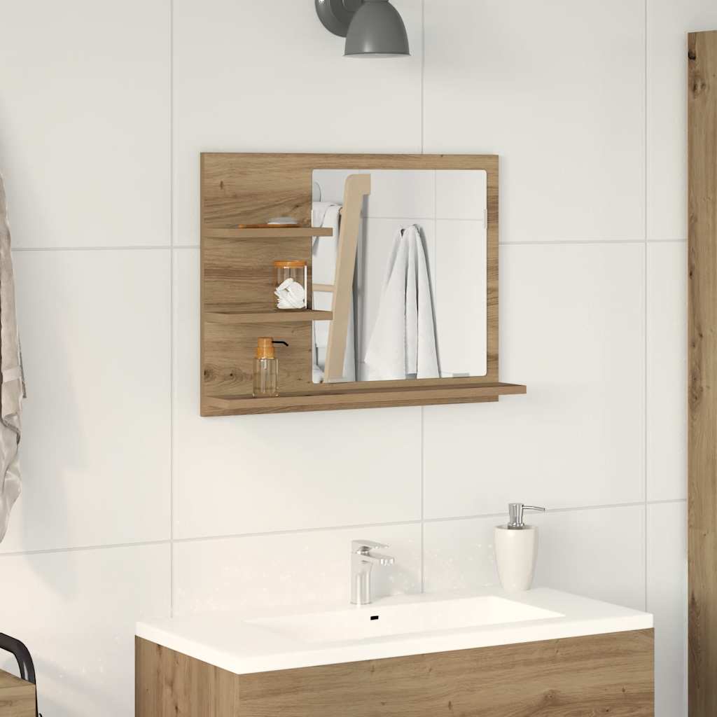 vidaXL Bathroom Mirror Cabinet Artisan Oak 60x10.5x45 cm 1