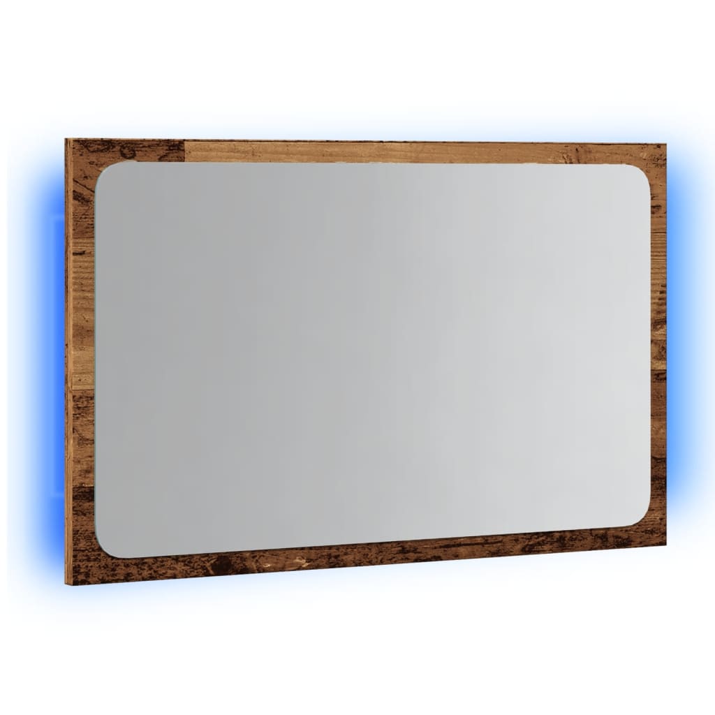 vidaXL Bathroom Mirror with LED Light Old Wood 60x8.5x38 cm 3