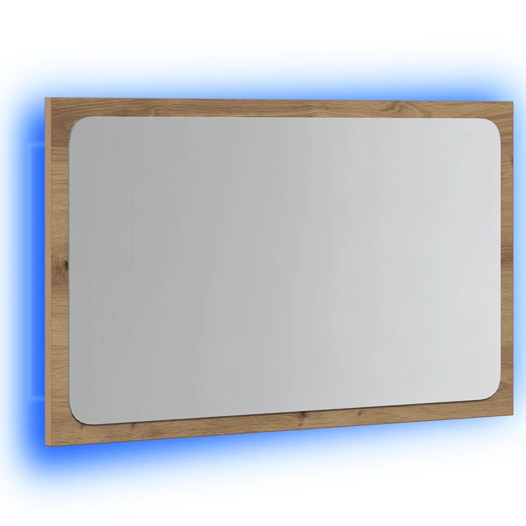 vidaXL Bathroom Mirror with LED Light Artisan Oak 60x8.5x38 cm 3