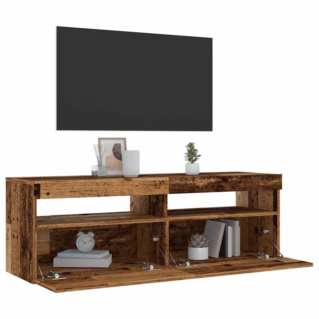 TV Cabinet with LED Lights 120x35x40 cm Old wood