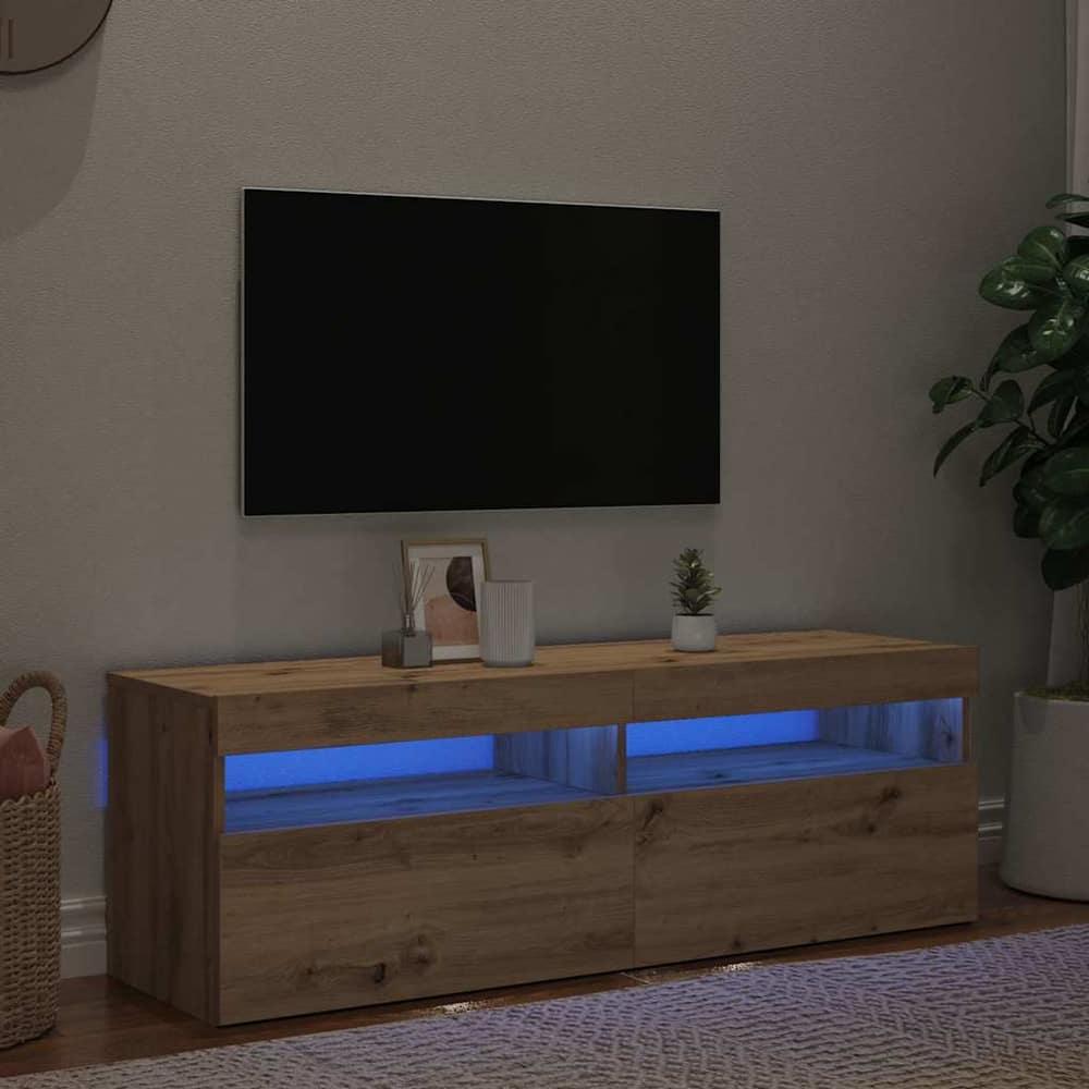 TV Cabinet with LED Lights 120x35x40 cm Artisan oak