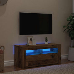 vidaXL TV Cabinet with LED Lights Old Wood 90x35x40 cm Engineered Wood 3