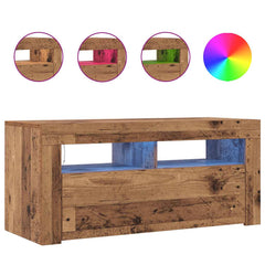 vidaXL TV Cabinet with LED Lights Old Wood 90x35x40 cm Engineered Wood 4