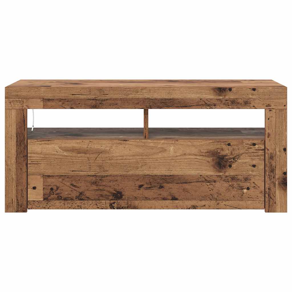 vidaXL TV Cabinet with LED Lights Old Wood 90x35x40 cm Engineered Wood 6