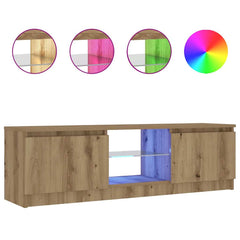 vidaXL TV Cabinet with LED Lights Artisian Oak 120x30x36 cm Engineered Wood 2