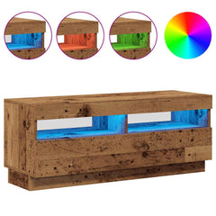 vidaXL TV Cabinet with LED Lights Old Wood 100x35x40 cm Engineered Wood 4