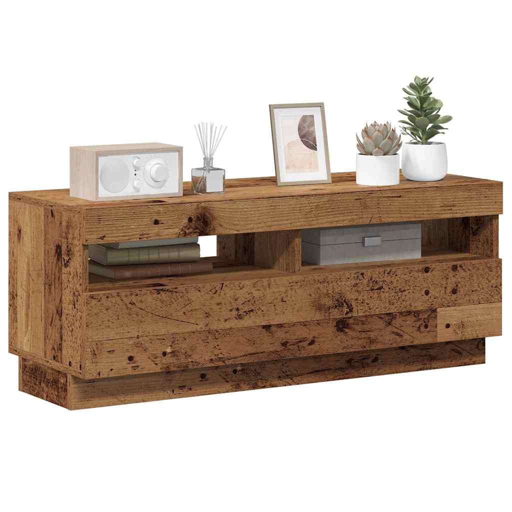 vidaXL TV Cabinet with LED Lights Old Wood 100x35x40 cm Engineered Wood 5
