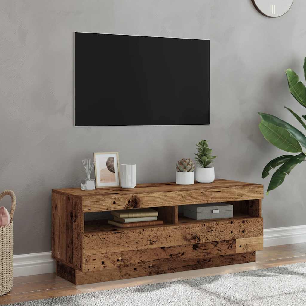TV Cabinet with LED Lights 80x35x40 cm Old wood 100 cm