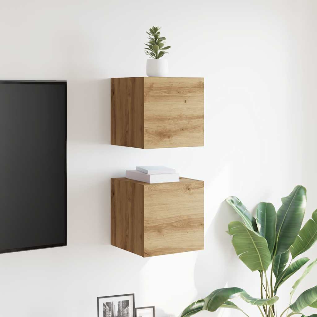 Wall-mounted TV Cabinet Set 30,5x30x30 cm 2 Artisan oak