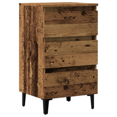 vidaXL Bed Cabinet with Metal Legs Old Wood 40x35x69 cm 2