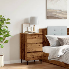 vidaXL Bed Cabinet with Metal Legs Old Wood 40x35x69 cm 3