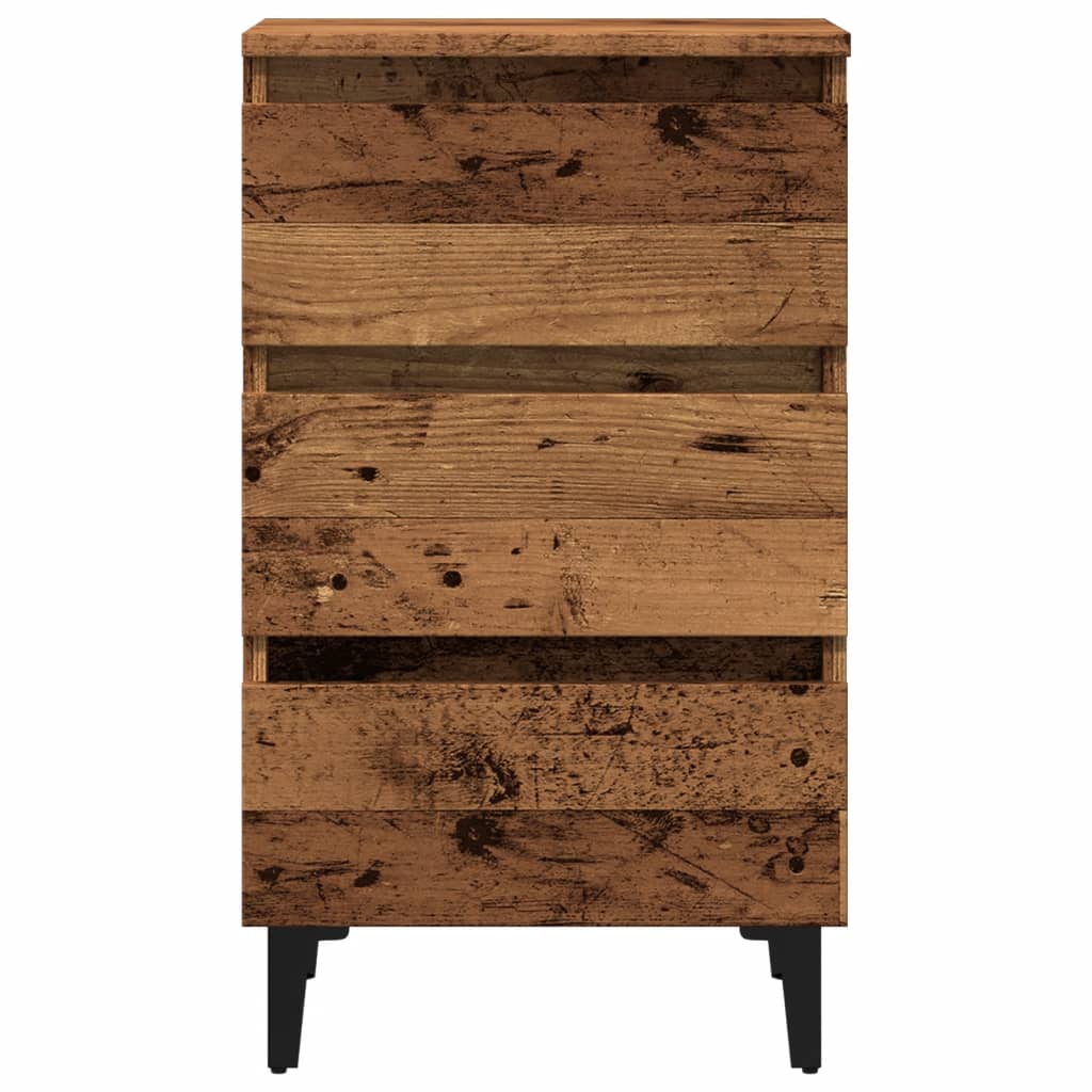 vidaXL Bed Cabinet with Metal Legs Old Wood 40x35x69 cm 4