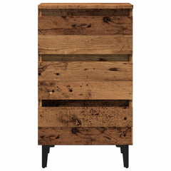 vidaXL Bed Cabinet with Metal Legs Old Wood 40x35x69 cm 4