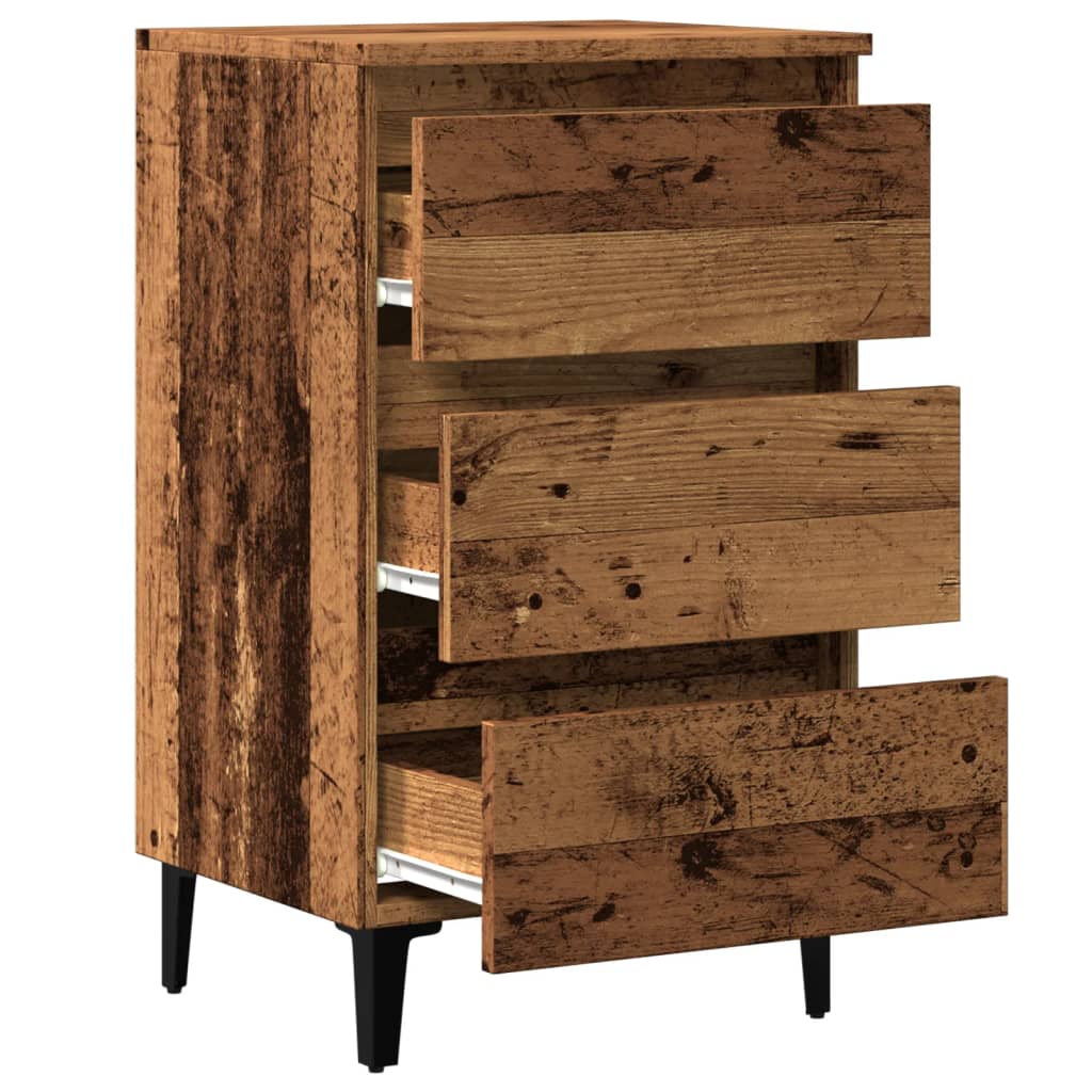 vidaXL Bed Cabinet with Metal Legs Old Wood 40x35x69 cm 5