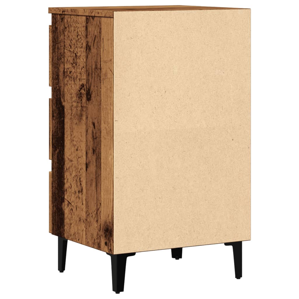 vidaXL Bed Cabinet with Metal Legs Old Wood 40x35x69 cm 6