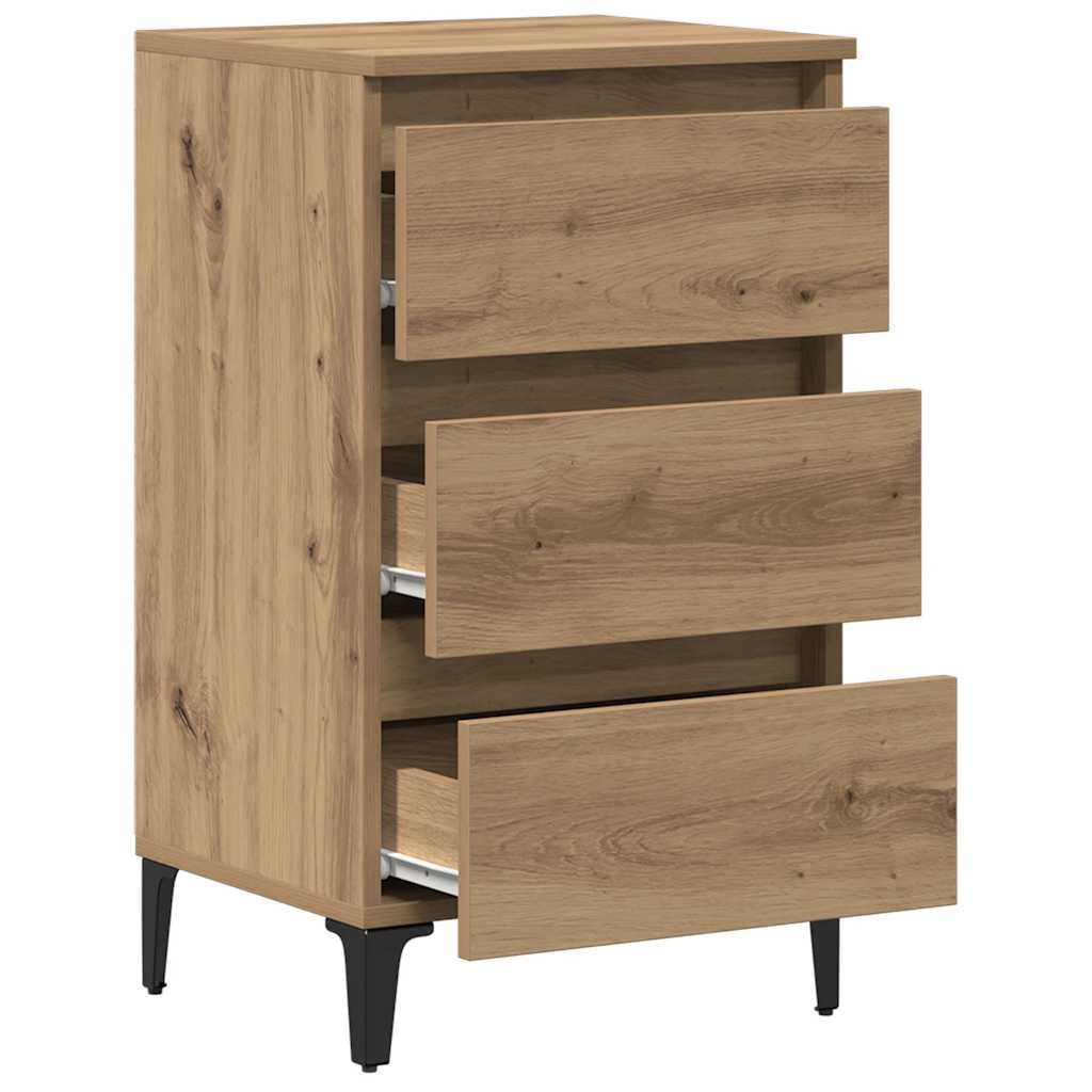 vidaXL Bed Cabinet with Metal Legs Artisan Oak 40x35x69 cm 5