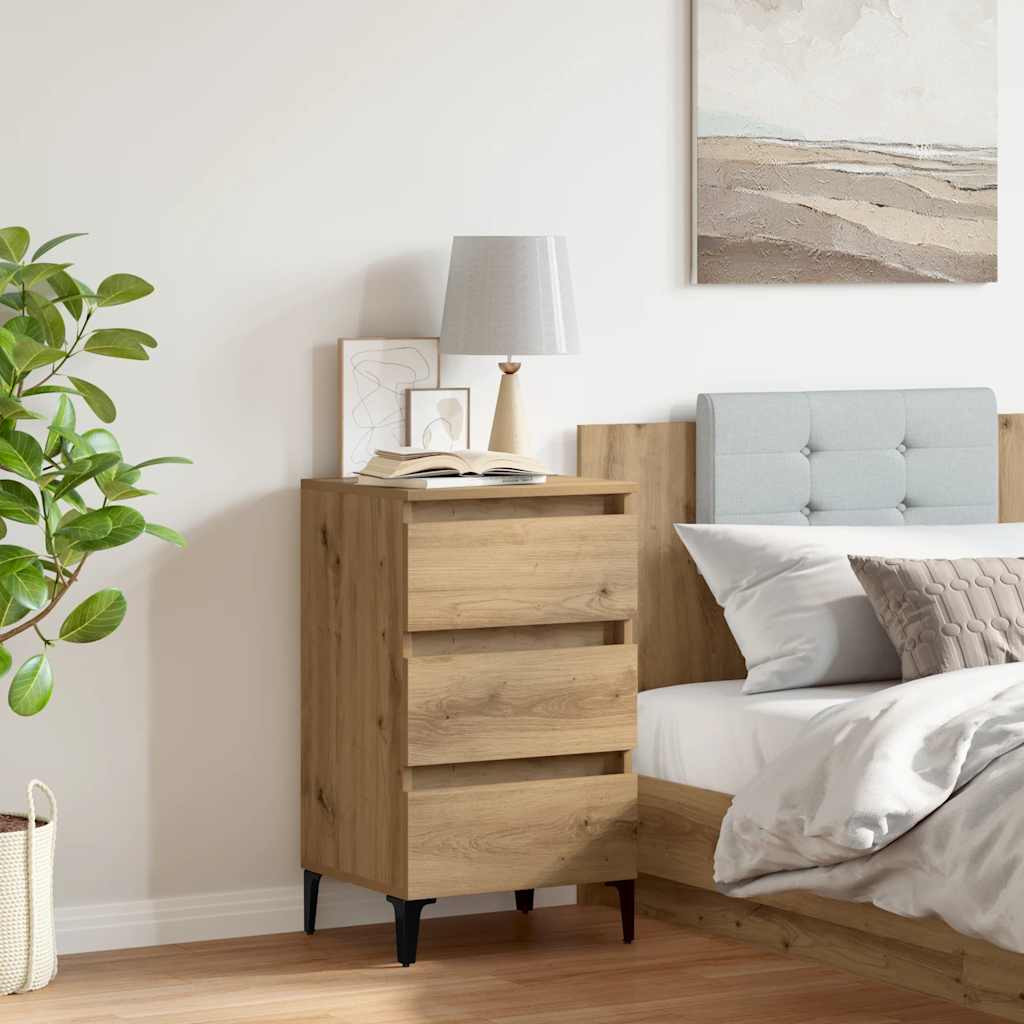 Bed Cabinet with Metal Legs 40x35x69 cm Artisan oak
