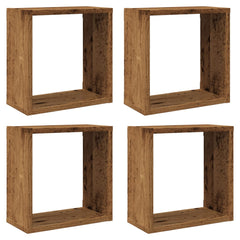vidaXL Wall Cube Shelves 4 pcs Old Wood 30x15x30 cm Engineered Wood 2