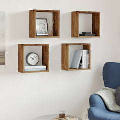 vidaXL Wall Cube Shelves 4 pcs Old Wood 30x15x30 cm Engineered Wood 3