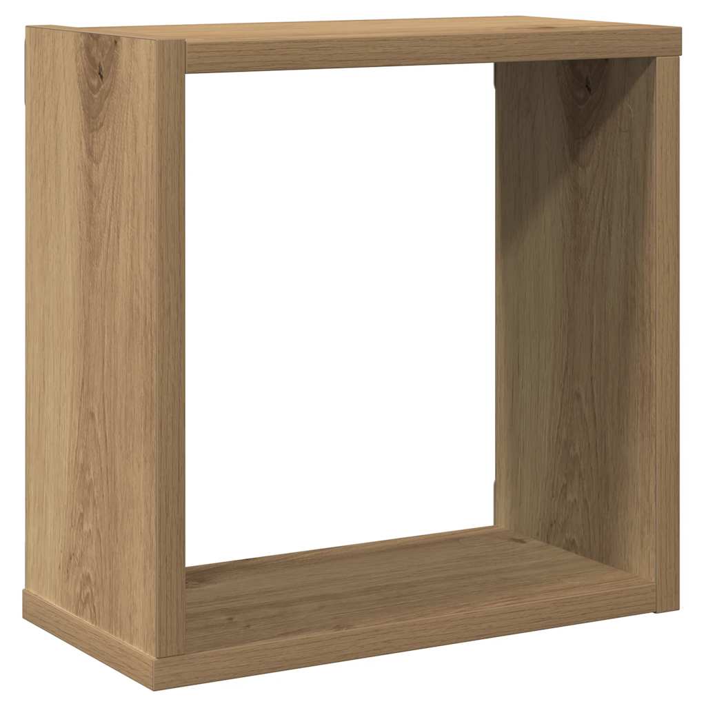 vidaXL Wall Cube Shelves 2 pcs Artisan Oak 30x15x30 cm Engineered Wood 4