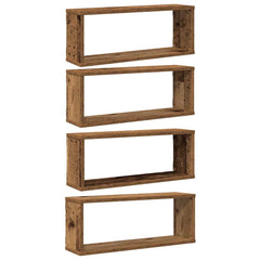 vidaXL Wall Cube Shelves 4 pcs Old Wood 60x15x23 cm Engineered Wood 2