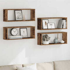 vidaXL Wall Cube Shelves 4 pcs Old Wood 60x15x23 cm Engineered Wood 3