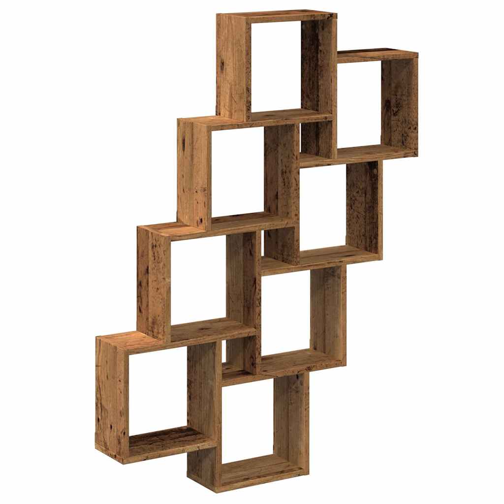 vidaXL Wall Cube Shelf Old Wood 90x15x119.5 cm Engineered Wood 2