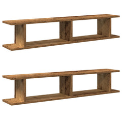 vidaXL Wall Shelves 2 pcs Old Wood 105x18x20 cm Engineered Wood 2