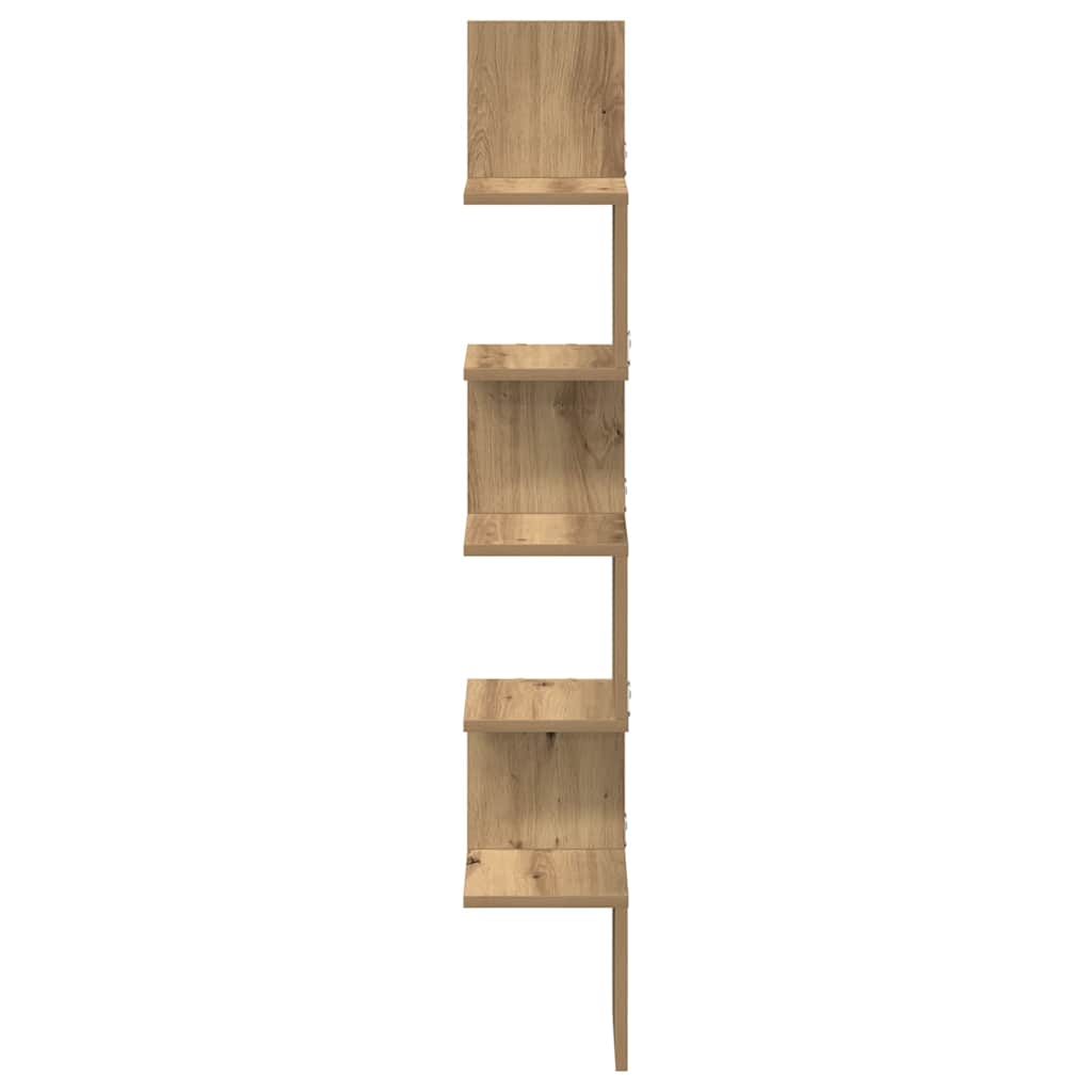vidaXL Wall Corner Shelf Artisan Oak 20x20x127,5 cm Engineered Wood 4