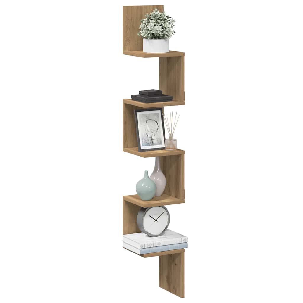 vidaXL Wall Corner Shelf Artisan Oak 20x20x127,5 cm Engineered Wood 1