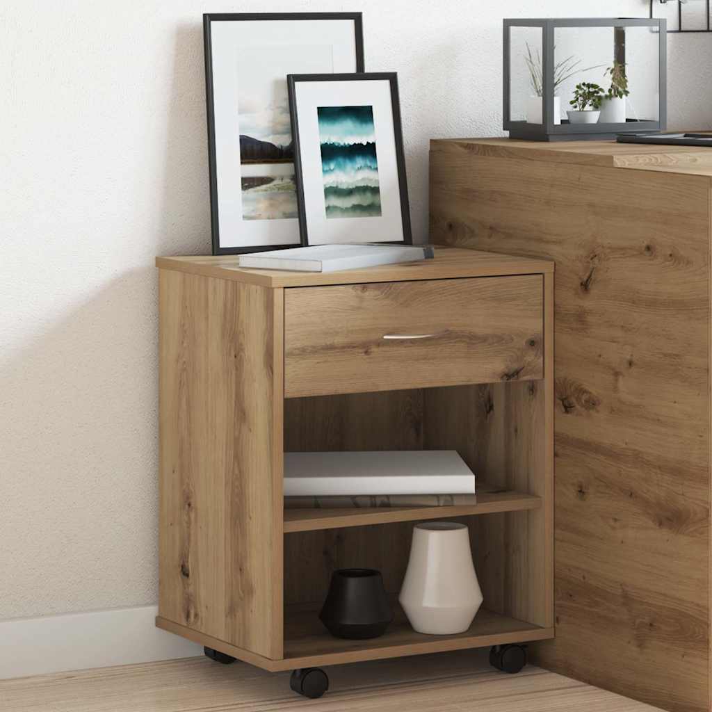 vidaXL Rolling Cabinet Artisan Oak 46x36x59 cm Engineered Wood 3