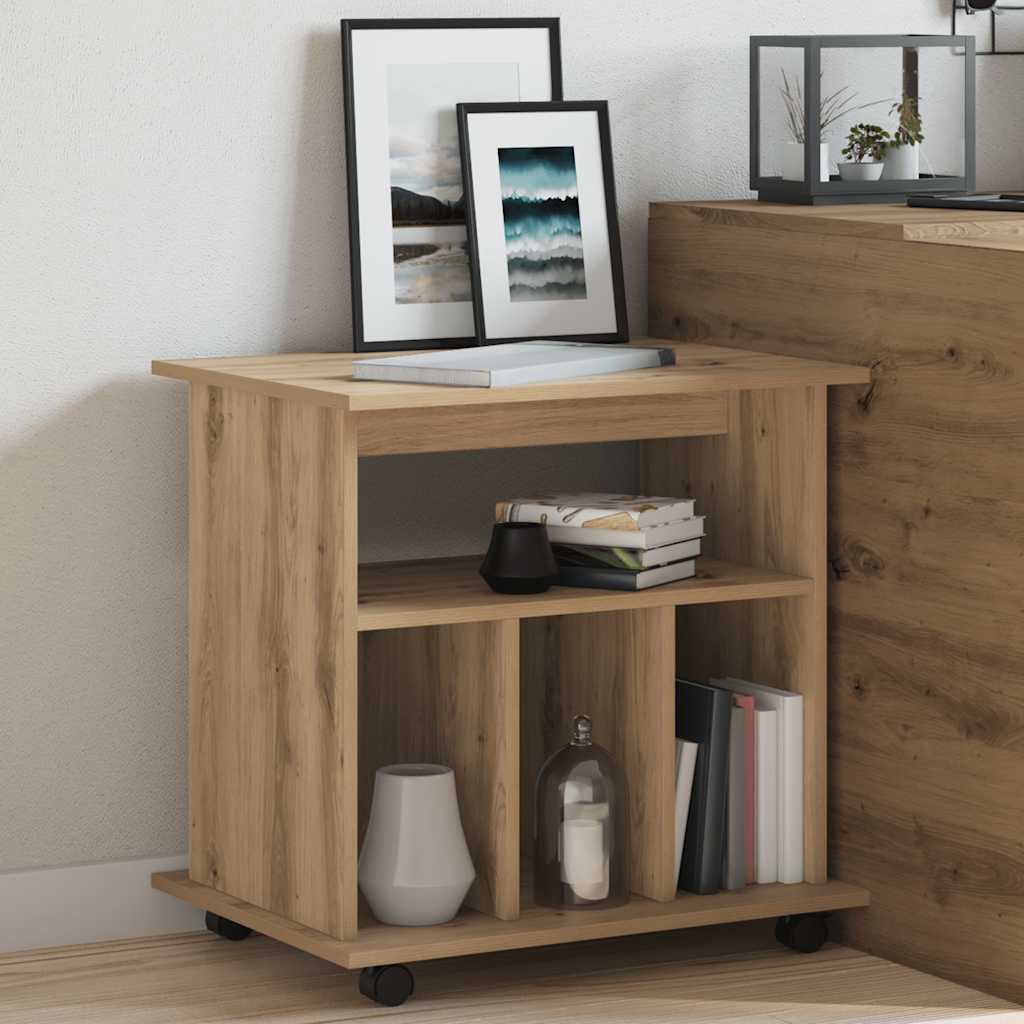 vidaXL Rolling Cabinet Artisan Oak 60x45x60 cm Engineered Wood 3