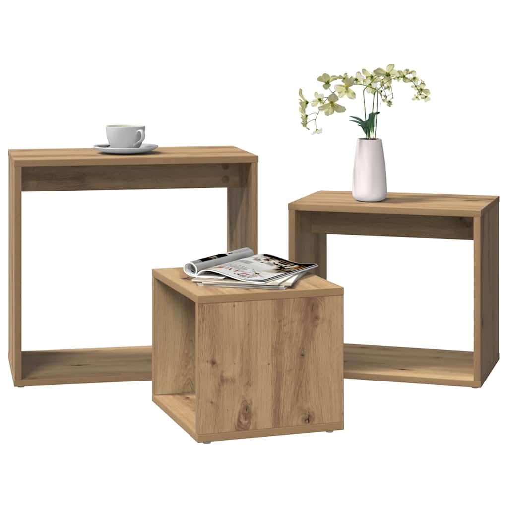 vidaXL Nesting Tables 3 pcs Artisan Oak Engineered Wood 3