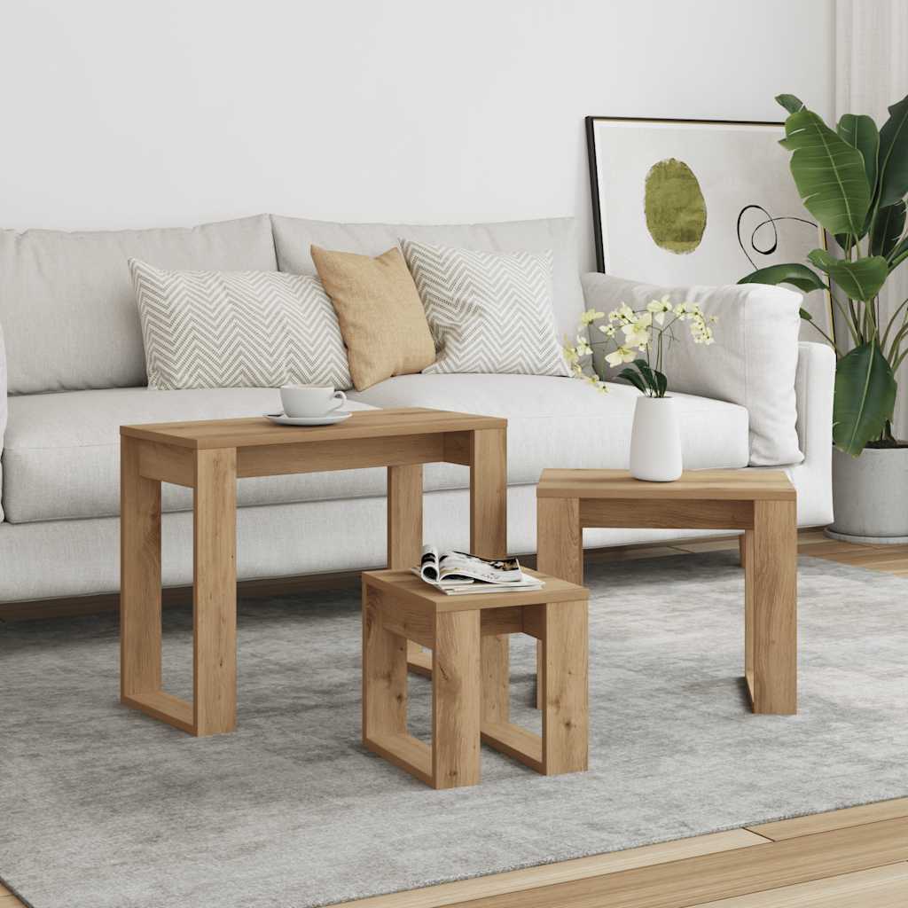 vidaXL Nest of Tables 3 pcs Artisan Oak Engineered Wood 1