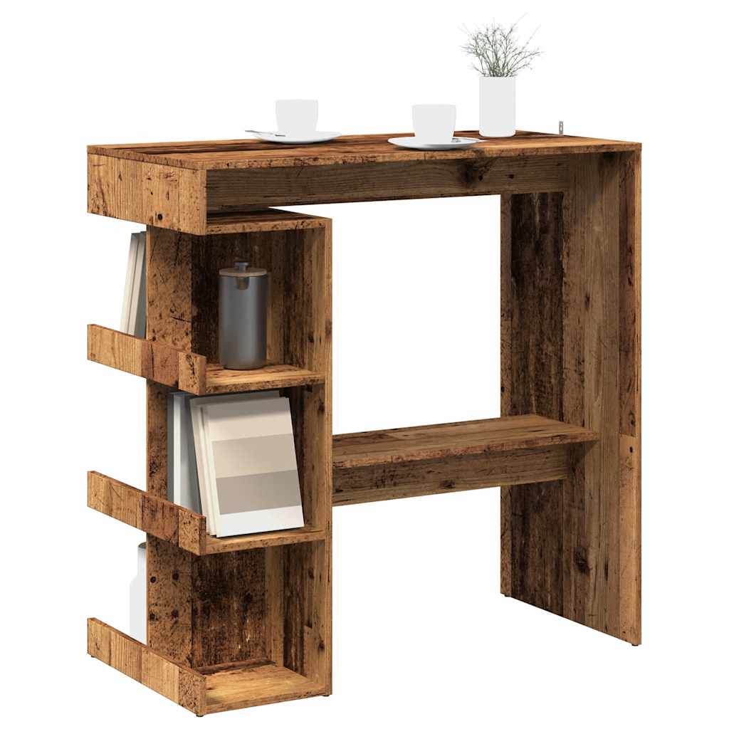 vidaXL Bar Table with Storage Rack Old Wood 100x48x101.5 cm 1