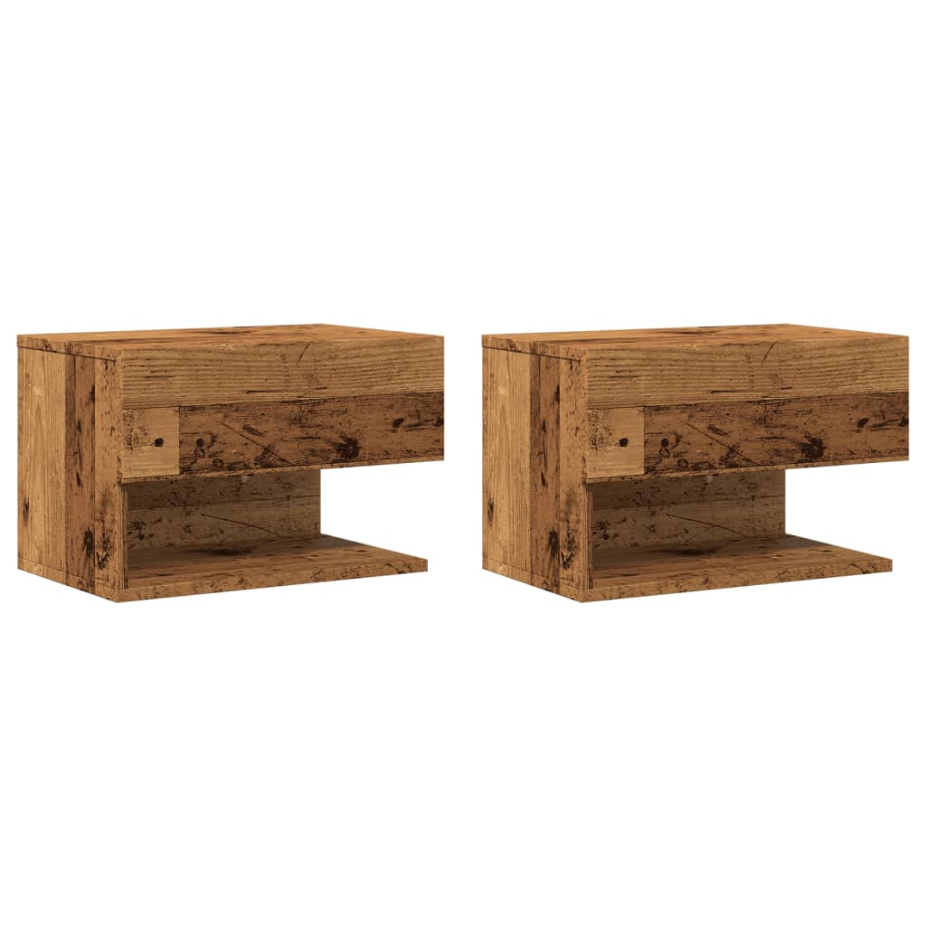 Wall-mounted Bedside Cabinets 2 pcs Old wood