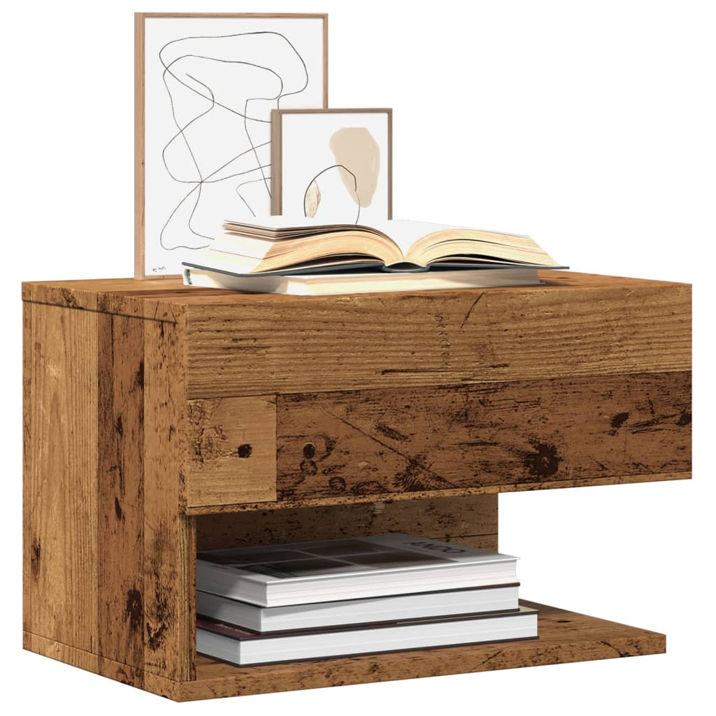 Wall-mounted Bedside Cabinets 2 pcs Old wood