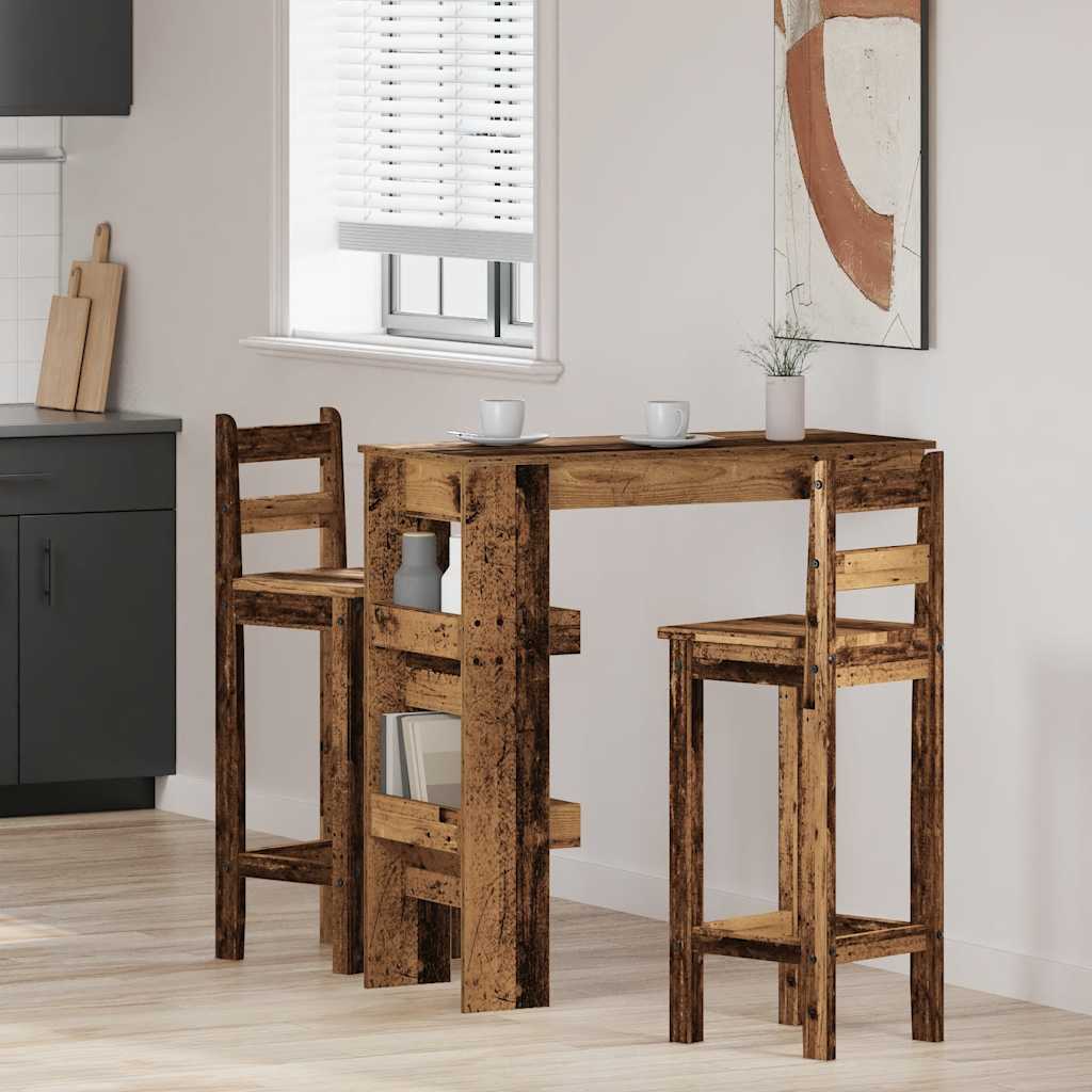 vidaXL Wall Bar Table Old Wood 102x45x103.5 cm Engineered Wood 3
