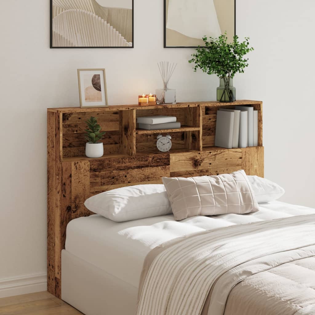 vidaXL Headboard Cabinet Old Wood 140x19x103.5 cm 3