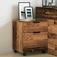 vidaXL Mobile File Cabinet with Wheels Old Wood 45x38x54 cm Engineered Wood 4