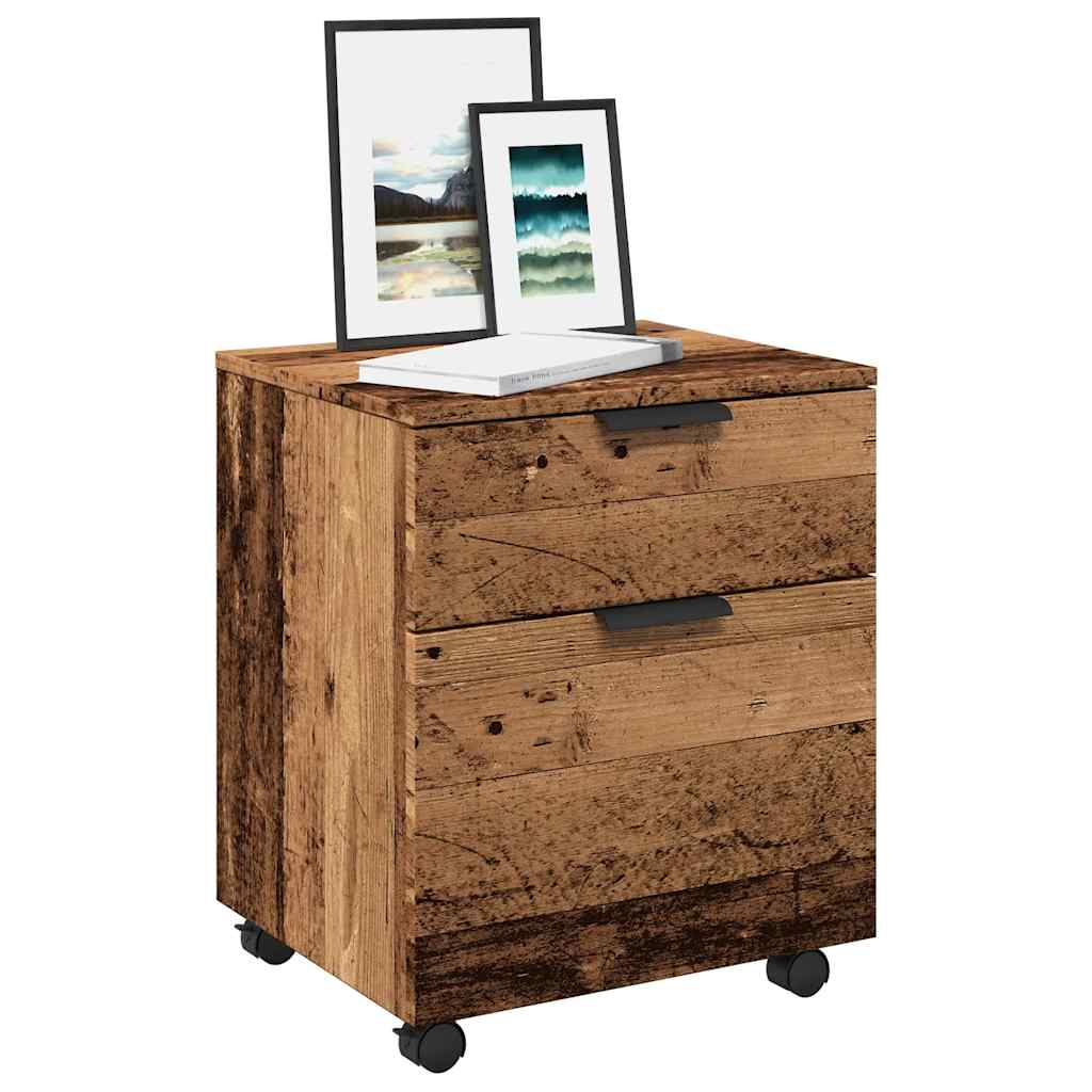 vidaXL Mobile File Cabinet with Wheels Old Wood 45x38x54 cm Engineered Wood 1