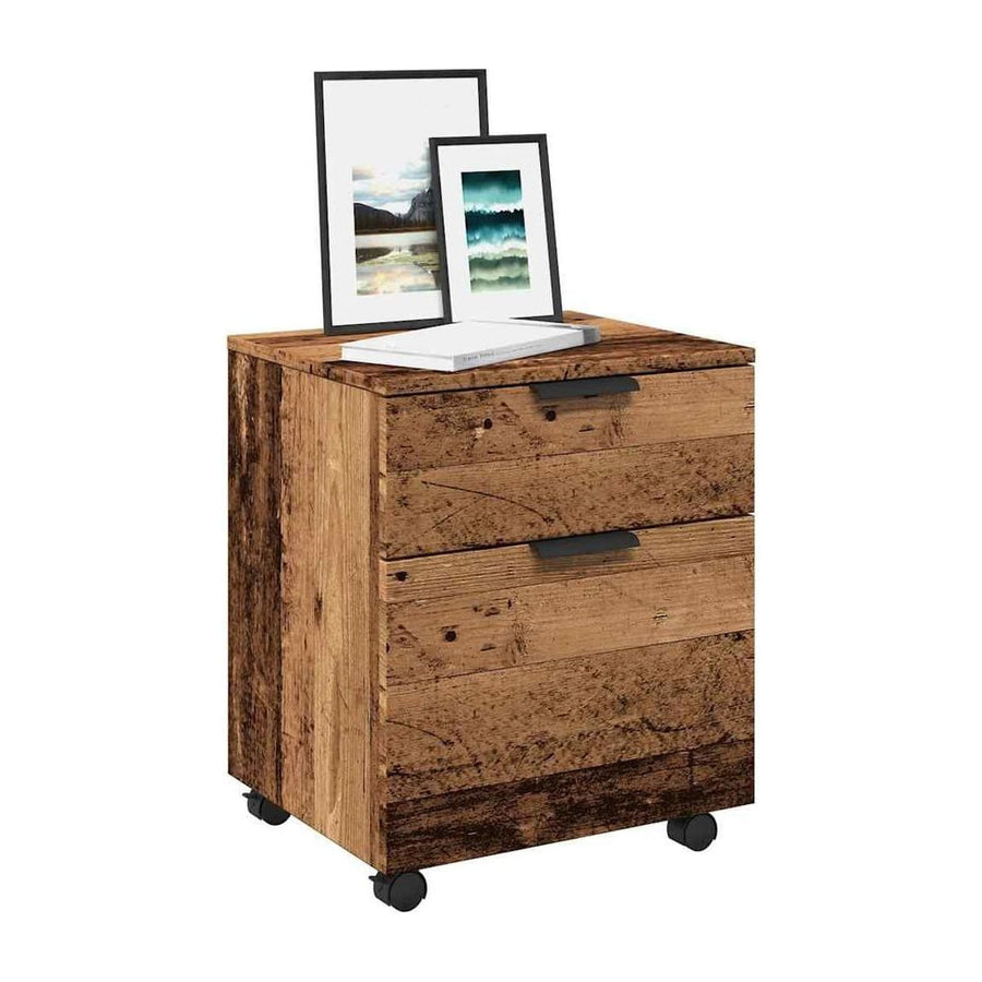 Mobile File Cabinet with Wheels Old Wood
