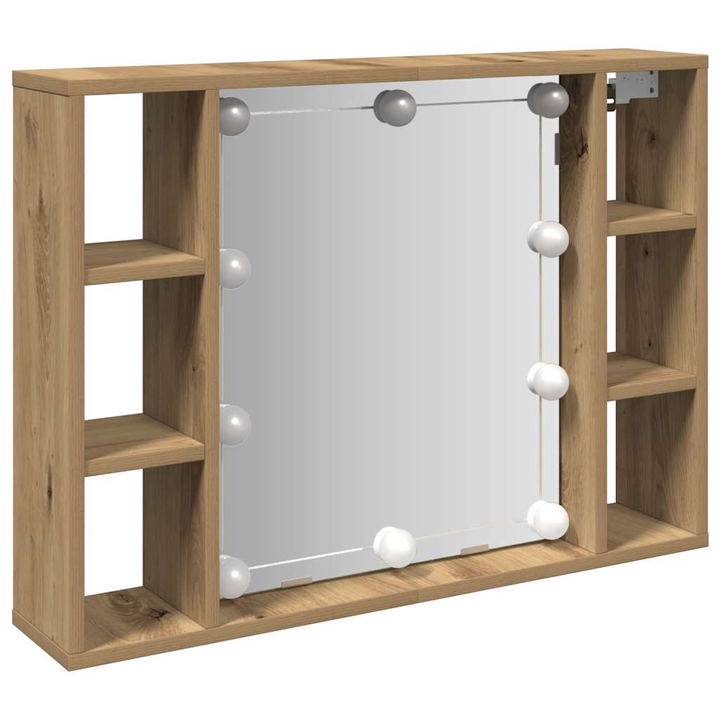 vidaXL Mirror Cabinet with LED Artisan Oak 76x15x55 cm Engineered Wood 2