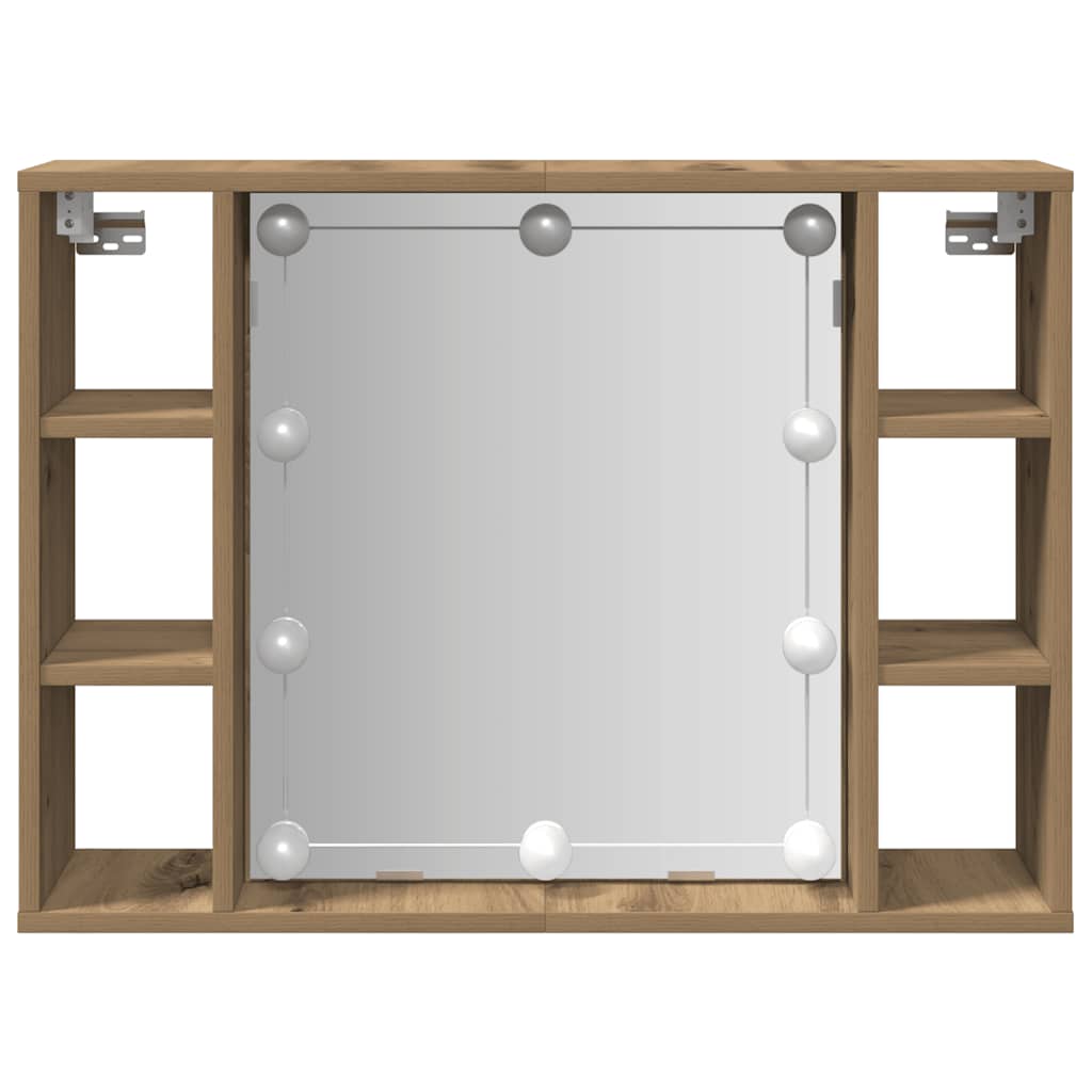 vidaXL Mirror Cabinet with LED Artisan Oak 76x15x55 cm Engineered Wood 5